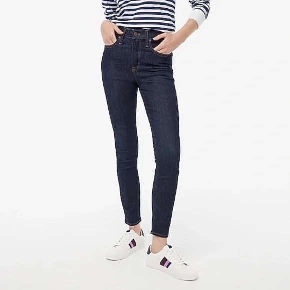 J. Crew Factory 10" High Rise Skinny Signature Stretch Dark Wash Jeans Size 32P - Picture 2 of 14